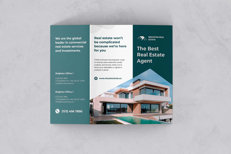 Real Estate Trifold Brochure PSD Template - Visuel Colonie